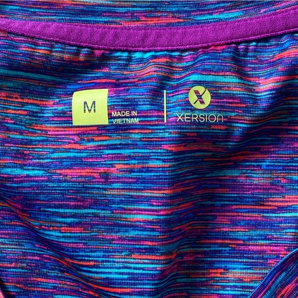 Xersion Heather Purple Blue Pink V Neck Workout Top T-shirt Short Sleeves - Picture 2 of 4